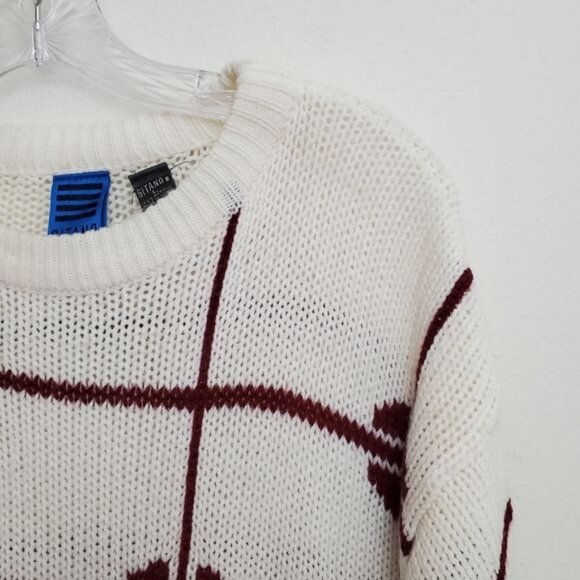 Vintage Gitano Men's knit sweater grid print - Picture 2 of 10